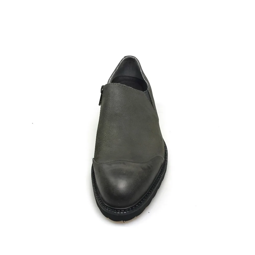 Luxus 2019 Mit Männer Männlichen Grau Gray Schuhe Aus Klassische Auf Vintage Zip Leder Echtem Grimentin Caual Neue Slip COPBZqnw