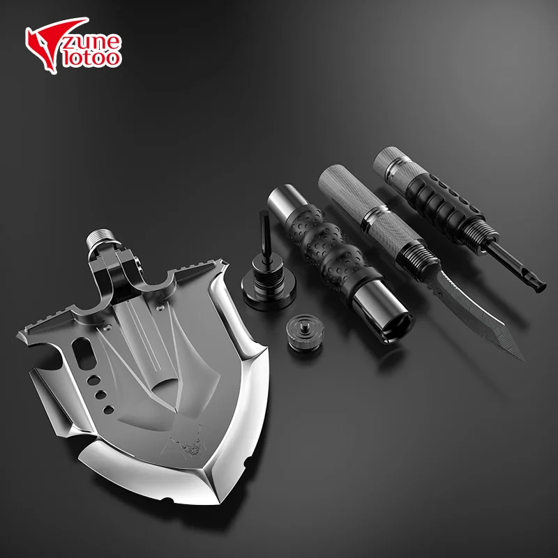 Zune Lotoo Annihilate Outdoor Survival Tactical Folding Camping Shovel, Military Equipment, Emergency Multitool, With Battle Axe