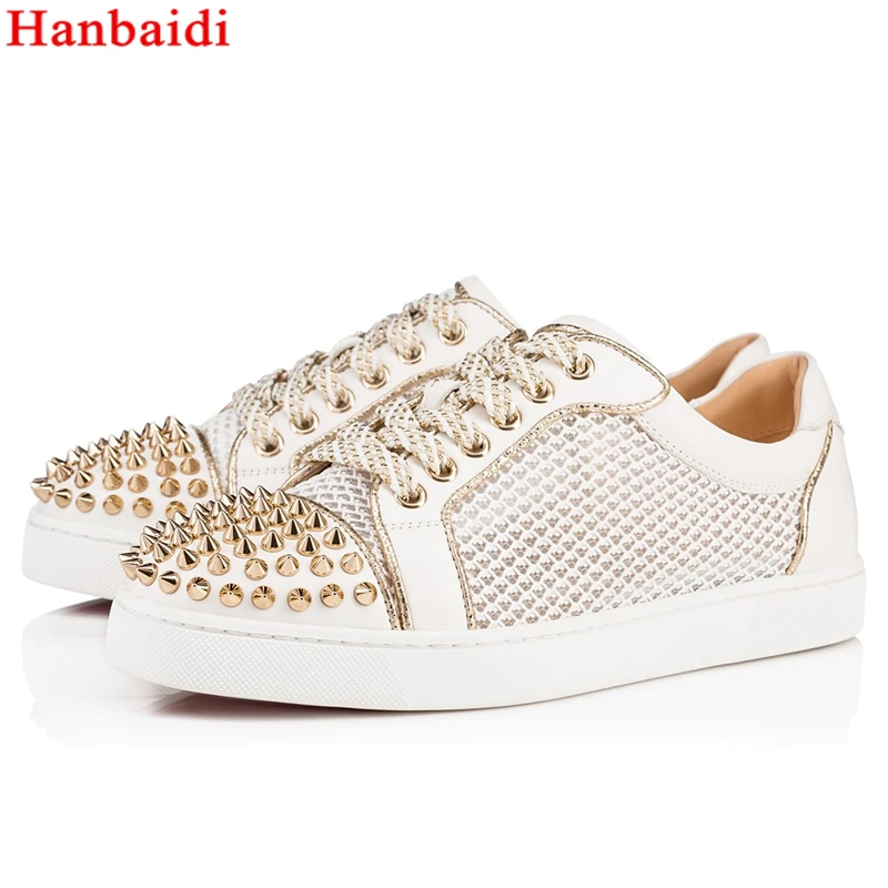 

Sapato Feminino Mens Lace Up Low Top White Casual Shoes Luxury Brand Rivets Studed Mens Flats Runway Laether Shoes Mens 38-46