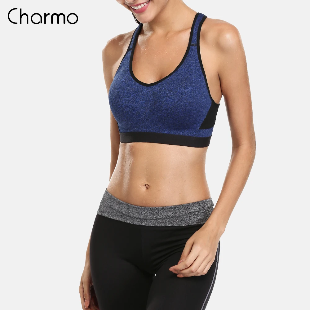 Спортивный женский бюстгальтер Charmo Однотонный с открытой спиной дышащий топ