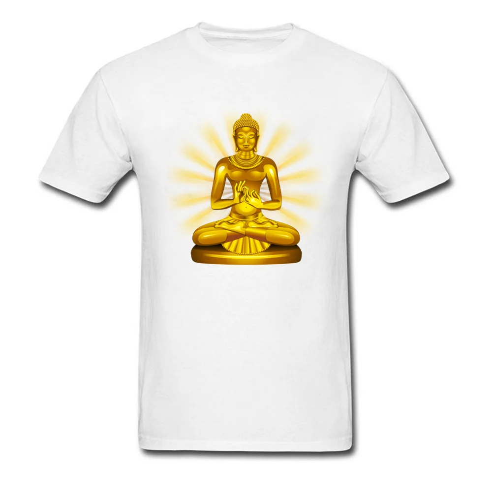 The Golden Buddha 100% Cotton Men`s Short Sleeve Tops T Shirt Normal Lovers Day T-Shirt Summer Tee-Shirts New Coming Round Neck The Golden Buddha white
