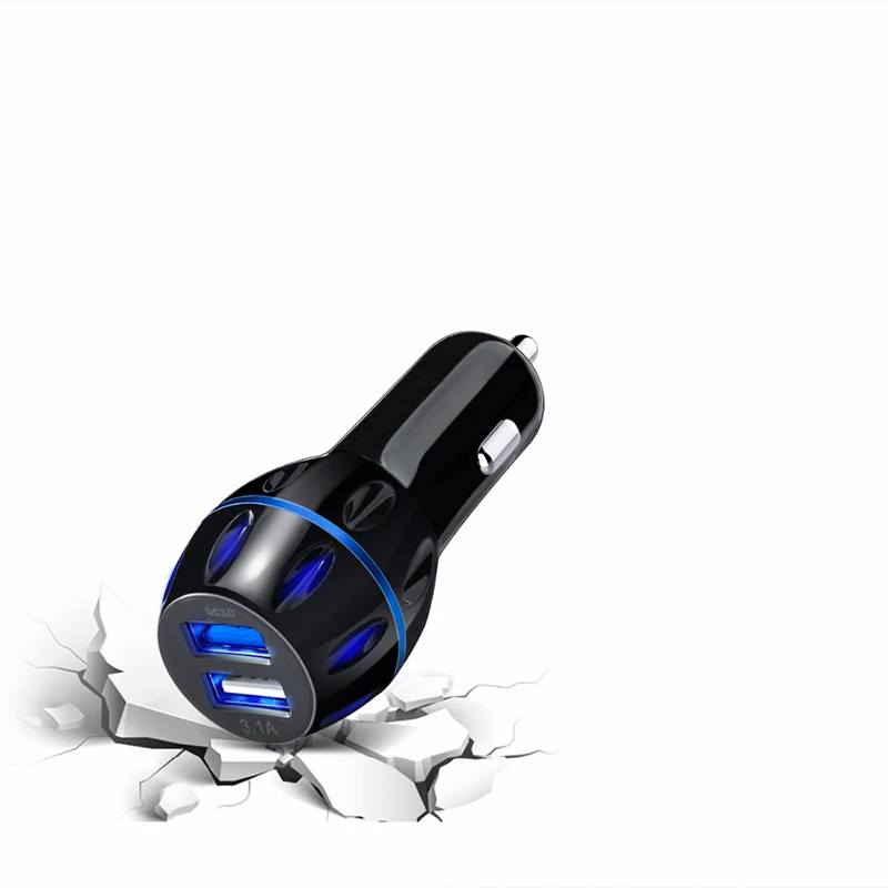 AMEEC Quick Charge QC 3.0 Car Charger Dual USB Car-Charging QC3.0 Fast Auto USB Charger Led Voltage Display 2 Port Auto Charging (9)