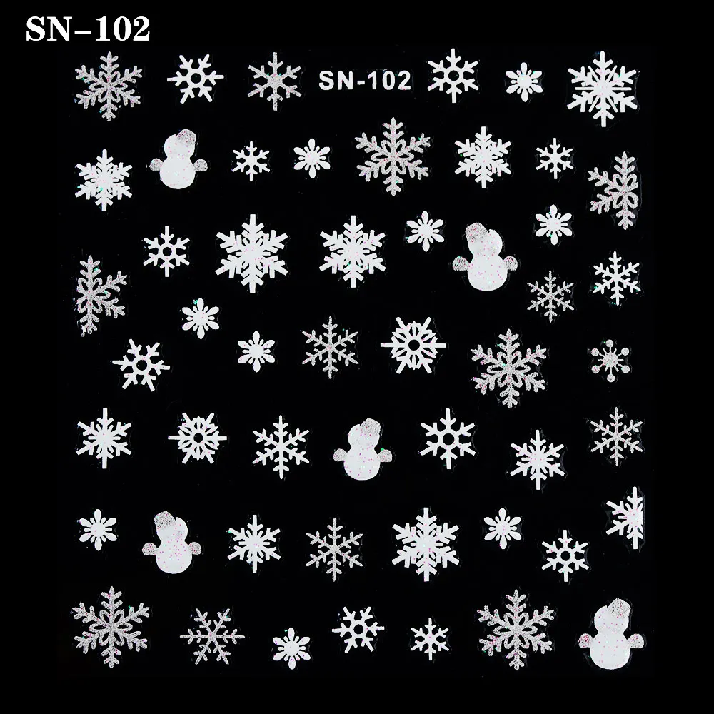 Christmas Theme Nail Sticker Xmas Santa Snowman Designs Nail Art DIY Craft Wraps Water Transfer Sticker New Year Nail Decal Gift - Color: SN-102