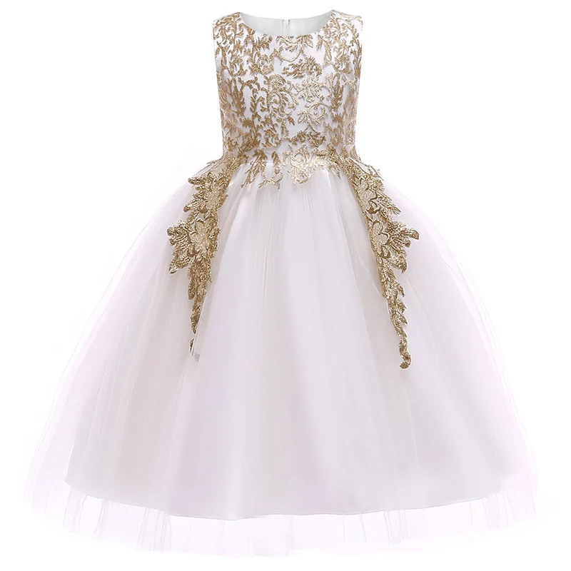 

Baby girl gold thread embroidery elegant evening dress kids wedding party dress girl baby clothes christmas children clothing