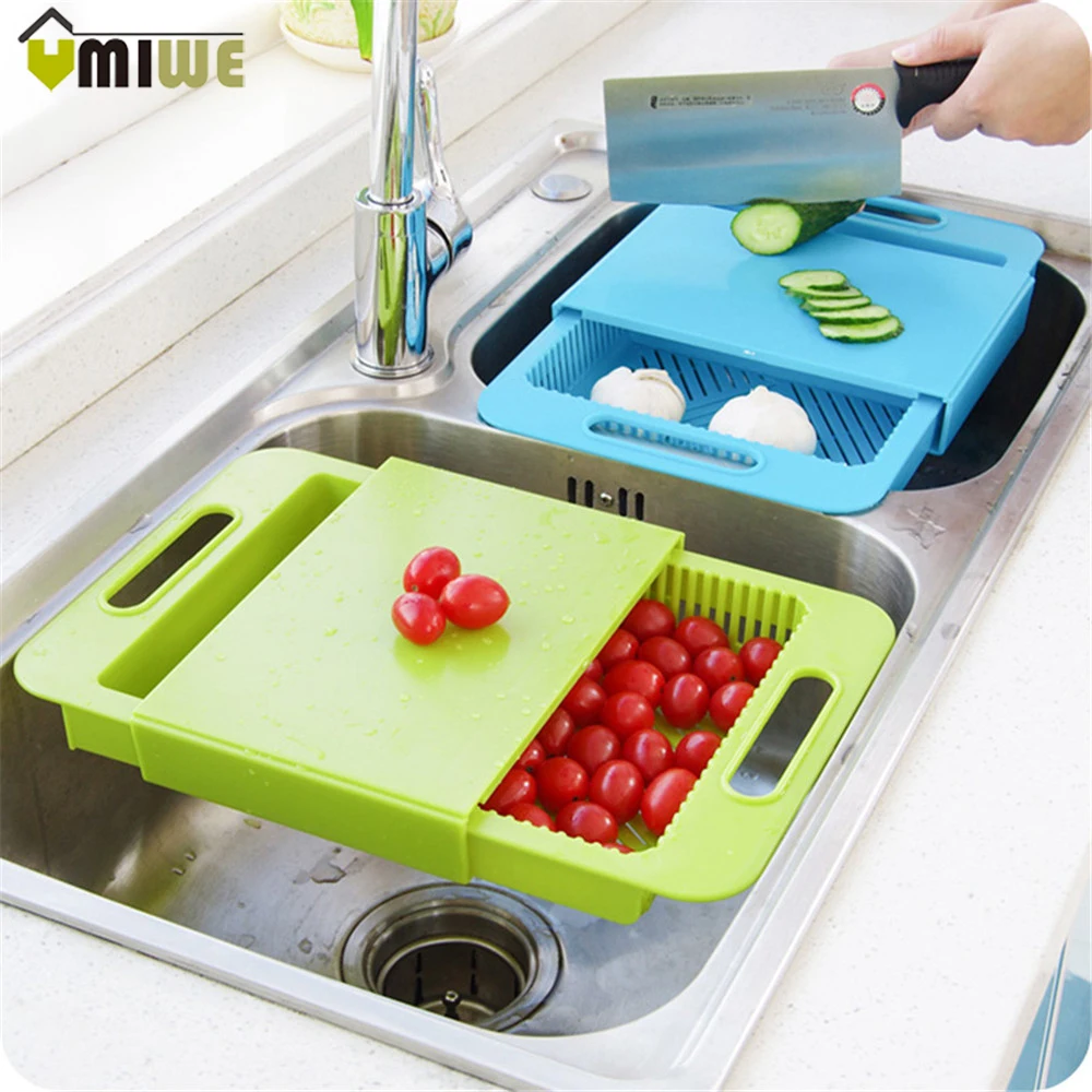 Kitchen Chopping Block Sinks Drain Basket Cutting Board Meat Vegetable Fruit Antibacterial Non slip Cutting Board