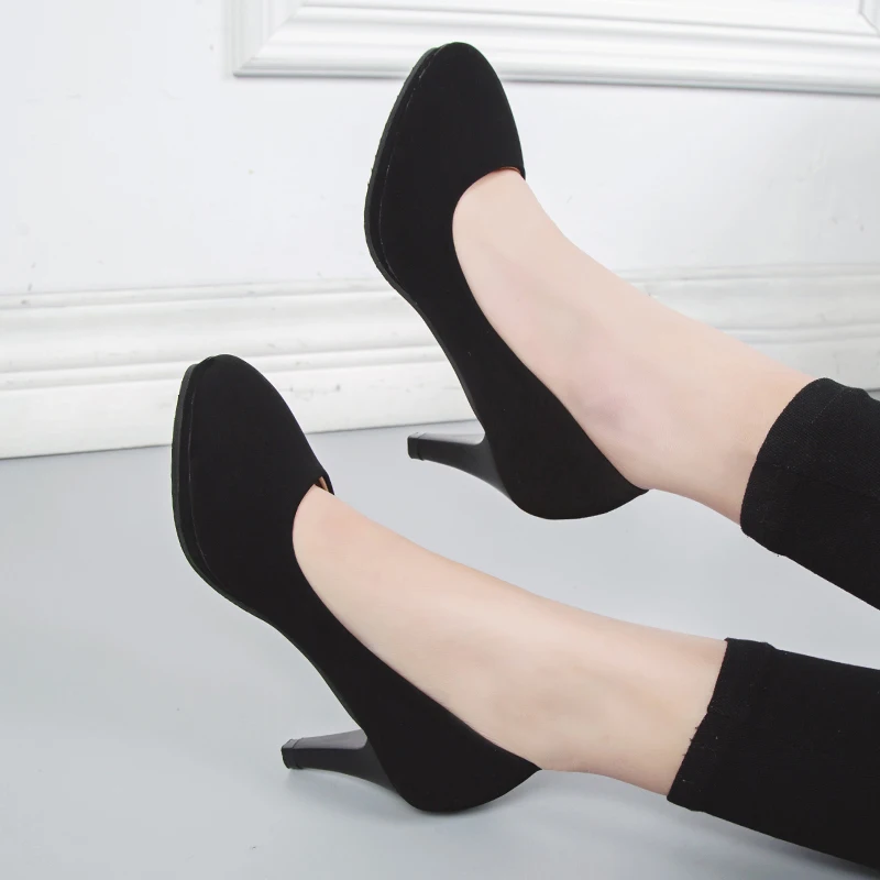 

Ladies Office Shoes Black Suede Women's High Heels Shoes Fashion Women Pumps Pointed Toe Women Shoes 2019