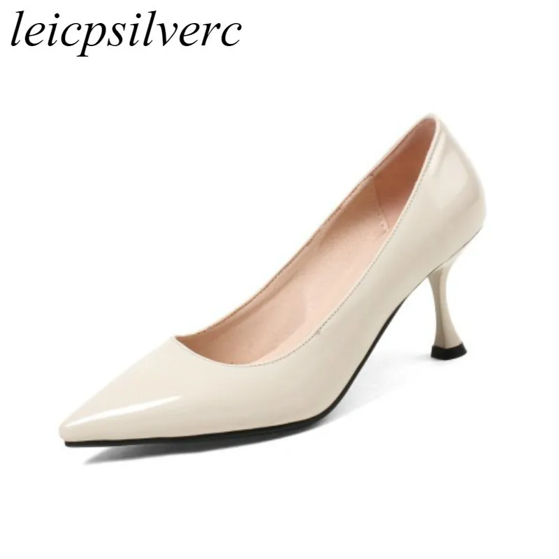 

Women's Pumps High Heels Shoes Spring Autumn 2018 Pointed Toe Sexy New Fashion Slip on Casual Office Wedding Dress Black Beige