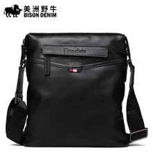 BISON DENIM Top Genuine Leather Handbag Men’s Shoulder Bags Brand Men Messenger Bag Business Casual Crossbody Bag Free Shipping