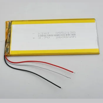 

XINJ 3.7V 2600mAh 3wires for thermistor Polymer Rechargeable li-po Battery 3552130 For GPS Portable DVD E-book PDA MID Tablet PC