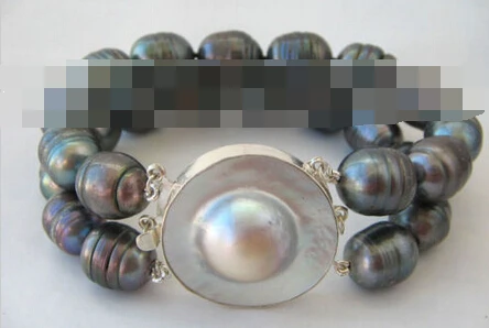 

00860 2row black baroque freshwater pearl bracelet