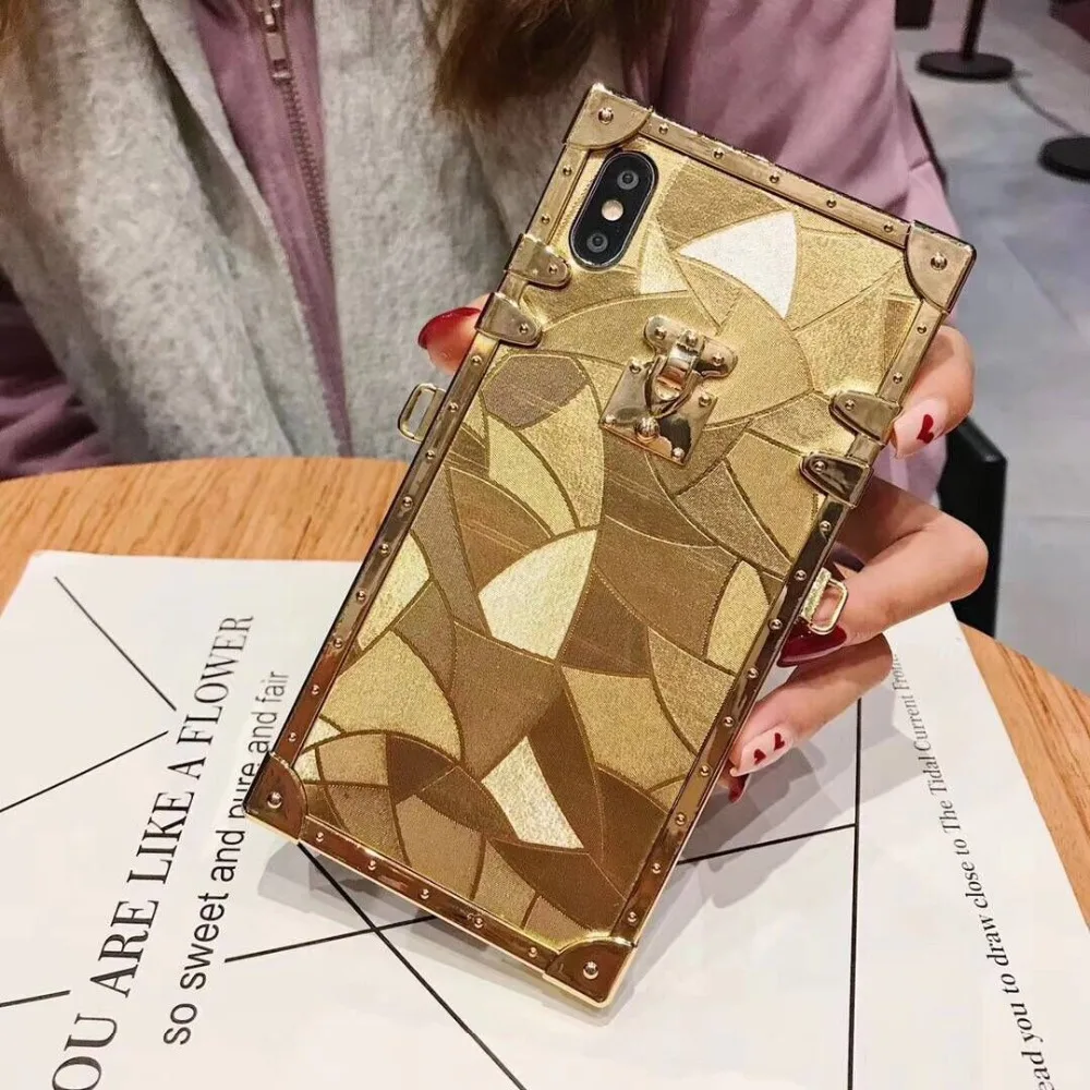 Easterm роскошный золотой 8 чехол Bling квадратный для сотового телефона iPhone 6 S 7 P X XR XS