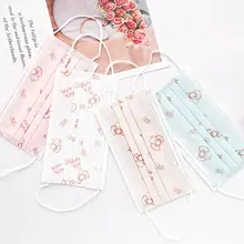 10 шт./упак. унисекс Карамельный цвет летние одноразовая Нетканая Анти-пыль маска для лица с рисунком Фламинго кактус печати ушной респиратор