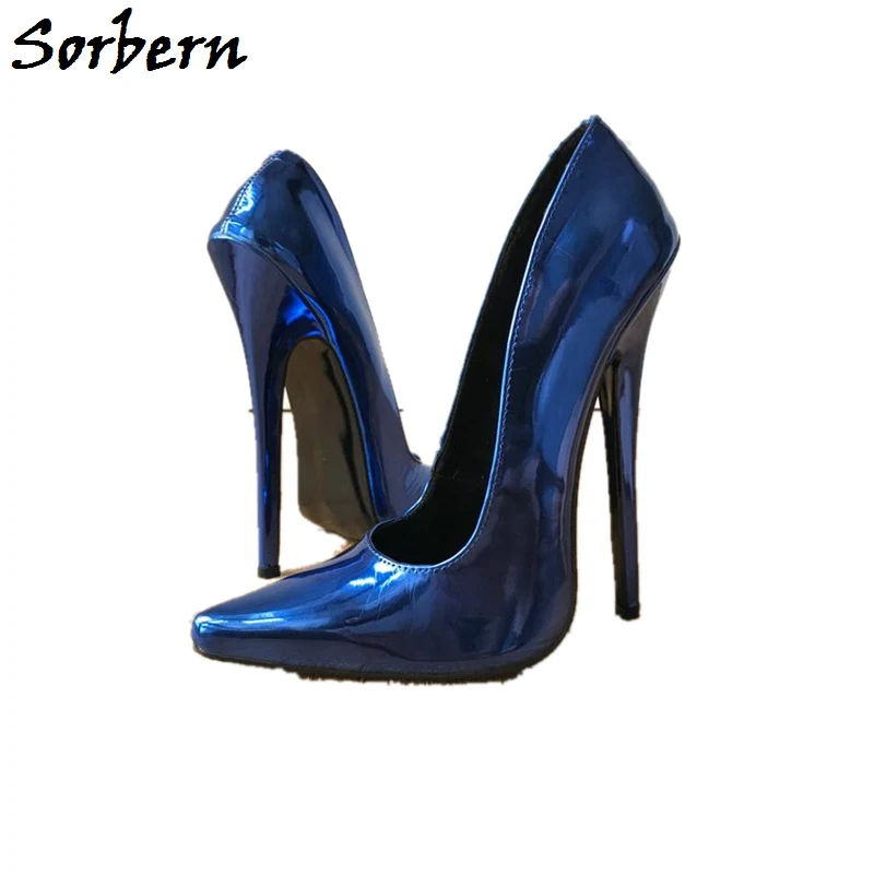

Sorbern 18Cm Small Heels Pumps Slip-On Shoe Women High Heels Pointed Toe Spring Autumn New Thin Heel Patent Leather Women Pumps