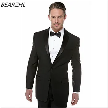 

bespoke mens suit black groom wear 2020 slim fit suits men wool bleed dress