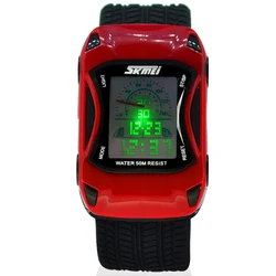 Relojes de silicona para niños, pulsera deportiva impermeable, estilo de coche, Led Digital, dibujos animados, colores