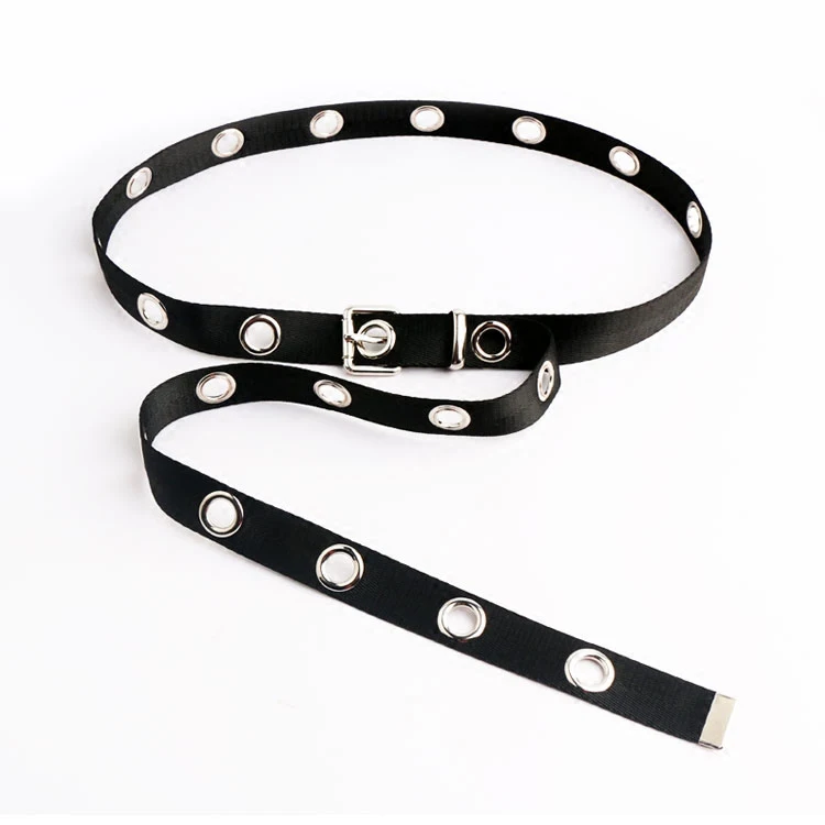 Модные черные ремни с двойной пряжкой, кожзам, завязанный пояс, пояс с заклепками, цепочка с заклепками, Панк Повседневный ремень, двухслойный джинсовый ремень - Color: Fabric black belt