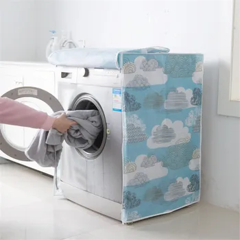 

Top/Front Road Printing PEVA Sunscreen Dust Proof Cover Washing Machine Cover Waterproof Case Washing Machine Protective Dust