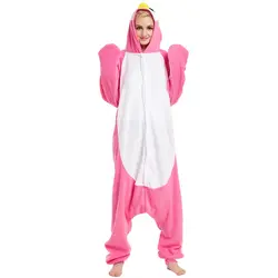 Осень-зима унисекс Домашняя одежда розовый пингвин Kigurumi Onesie флиса теплое ночное белье Для женщин Для мужчин Косплэй Onepiece общая