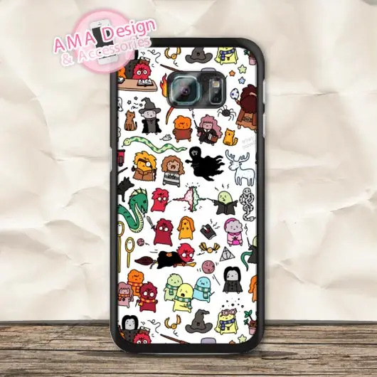 

Kawaii Harry Potter Doodle Case For Galaxy S9 S8 S7 S6 Edge Plus S5 S4 active mini Note 5 4 Core Prime Win