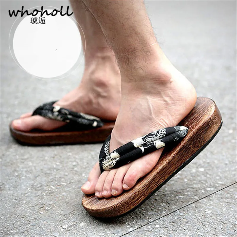 

WHOHOLL Geta Clog Men Japanese Style Wooden Sandals for Man Women Clogs COS Flip-flops Slides Cool 2019 Summer Sandals