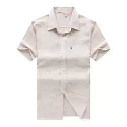 2018 Летние чистый цвет белья хлопковые рубашки с короткими рукавами рубашки мужчины жаккардовые восстановление древних способов