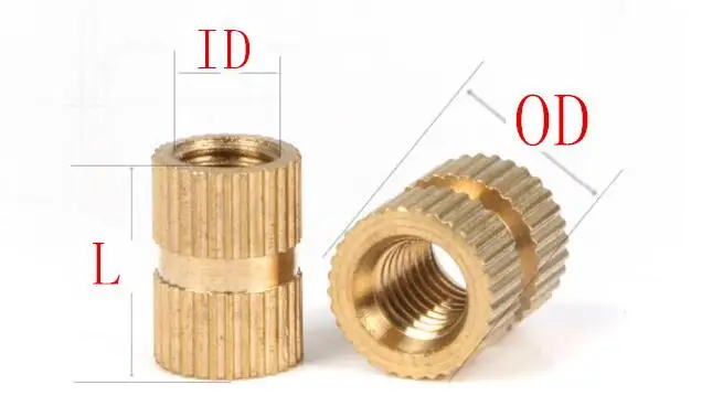 20 шт./лот M3 M4 гайка с кольцевой вставкой из латуни для литья под давлением из латуни, с накатанной резьбой вставки гайки