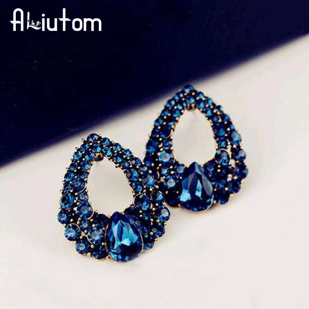 

2017 Fashion Brincos Perlas New Girls Earing Bijoux Blue Zircon Stud Earrings For Women Wedding Jewelry Earings One Direction