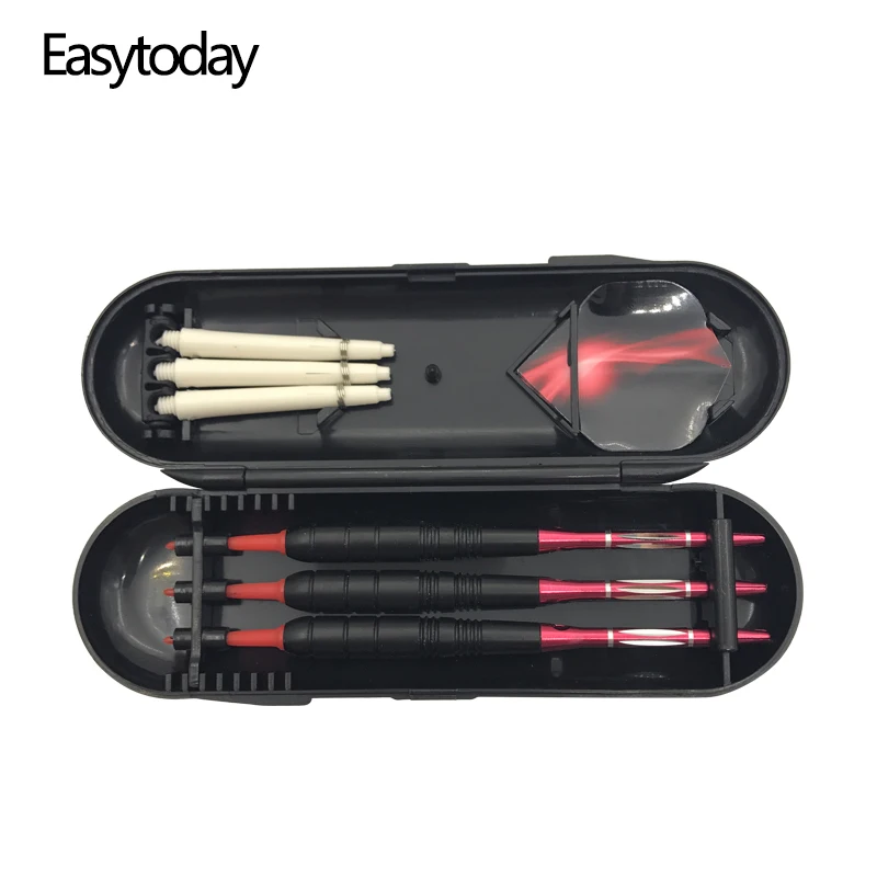 Easytoday 3Pcs/set Darts Professional Sports Supplies Red Soft Tip Darts Metal Barrel Darts Shafts Aluminum Flight Tail wing 1 4m colorful double flying line wing kite stunt power kite soft giant flying kite sports beach kite