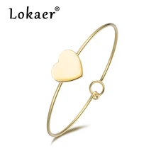 Lokaer романтические титановые стальные браслеты в форме сердца и браслеты Роскошные обручальные свадебный ювелирный браслет для женщин B18034