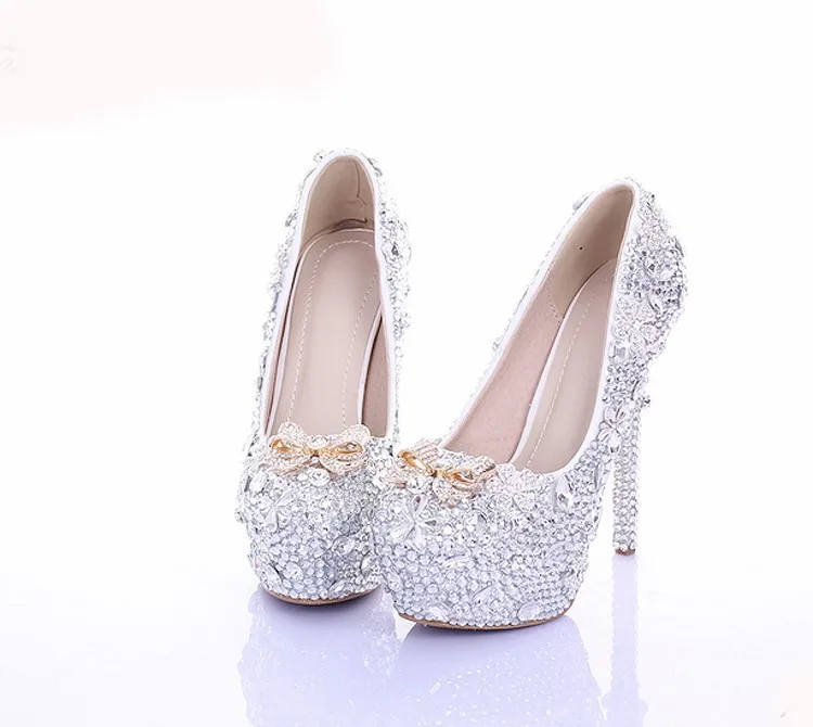 Свадебная обувь с украшением в виде кристаллов на высоком каблуке свадебные туфли со стразами на высоком каблуке 14 см туфли на выпускной в официальном стиле с круглым носком
