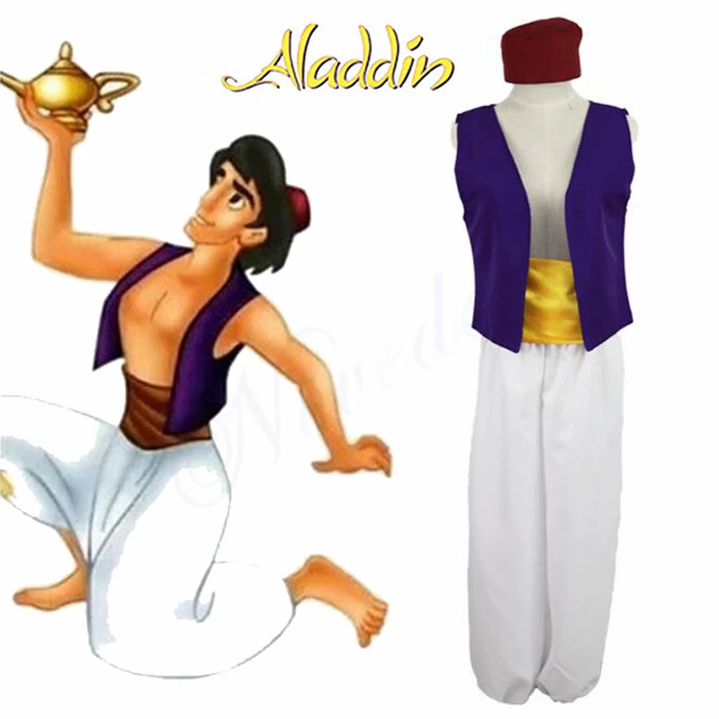 Adult Men Aladdin Costume Halloween Anime Cosplay Fancy Dress Aladdin Lamp  Prince Adam Costumes With Vest Pants|Anime Costumes| - AliExpress