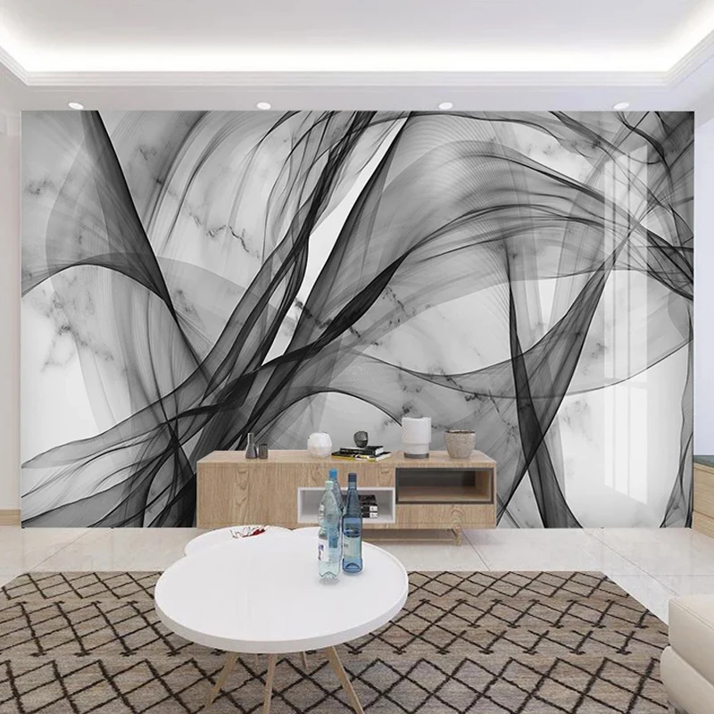 На заказ самоклеющиеся водонепроницаемые обои на холсте Современные 3D абстрактные линии чернил мраморная текстура фото обои наклейки на стену