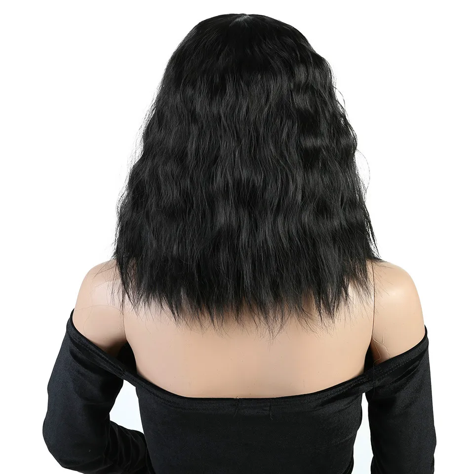 WTB синтетические Короткие Волнистые Боб парики женские черные белые натуральные волосы парики женские термостойкие волокна