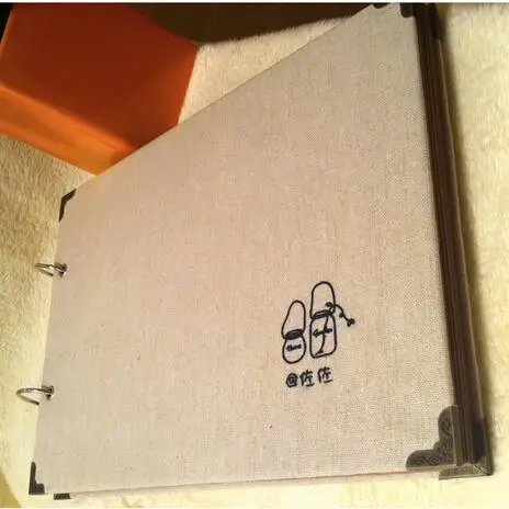 

29.7*21CM Horizontal 2Ring Wire Binding 20 Sheets 40 PCreative Customization DIY Cloth Album Hand Embroidery Pattern Foto Couple
