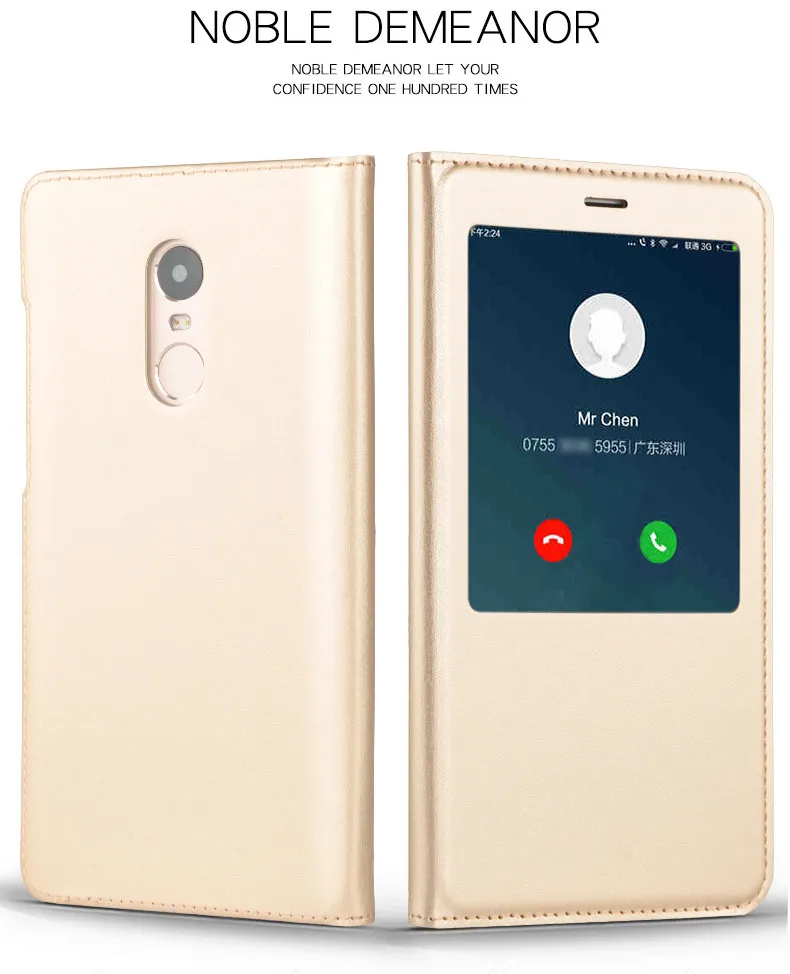 luxury open window leather flip case cover for xiaomi redmi note 4 4x 02