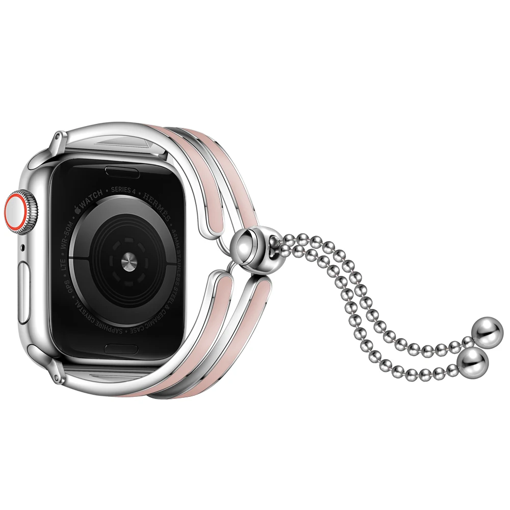 IWatch ремешок сталь 38 мм 40 42 44 Пряжка из бисера нержавеющая наручные часы браслет