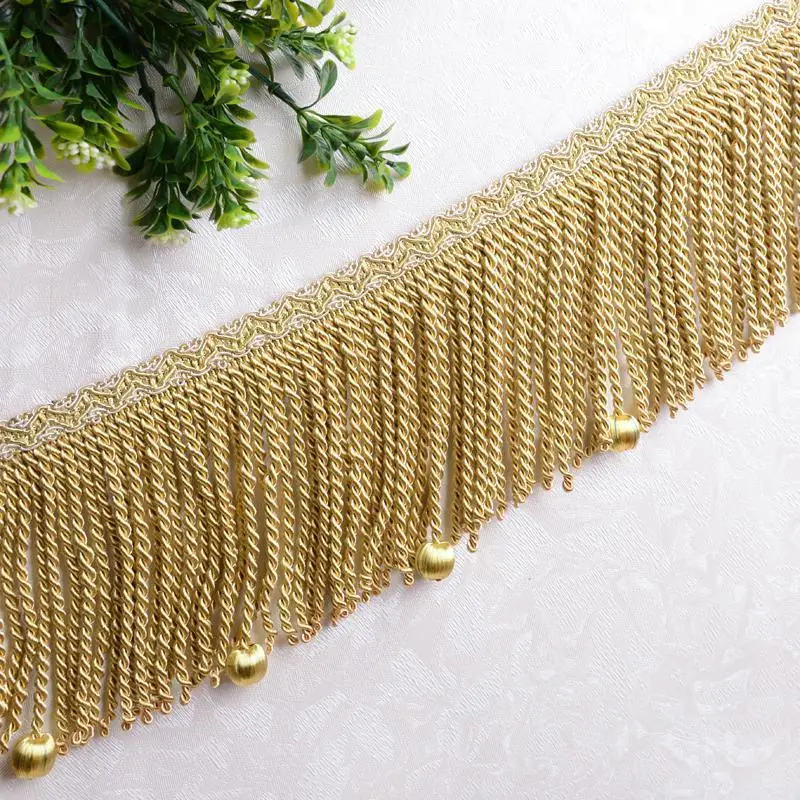 12yards/lot Luxury Gold Tassel Fringe for Curtains Decoration Sewing