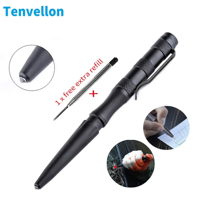 Tenvellon Tactical Pen Self Defense Supplies Simple Package Tungsten Steel Security Protection Personal Defense Tool Defence EDC