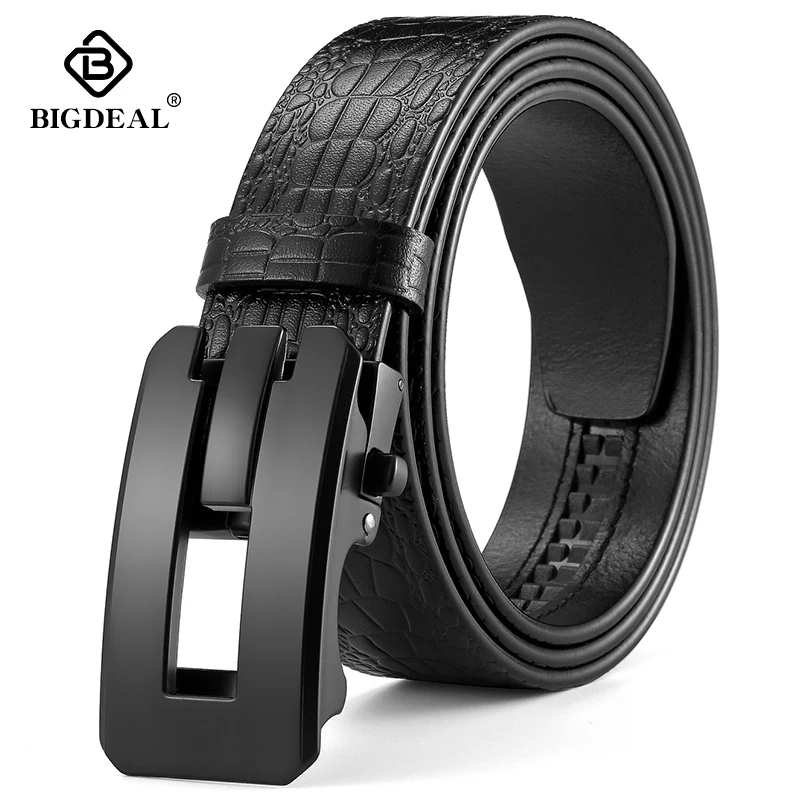 

BIGDEAL Fashion Men Belt Designer Automatic Buckle Genuine Leather Male Belts Casual Brand Men's Belt Cowskin Strap