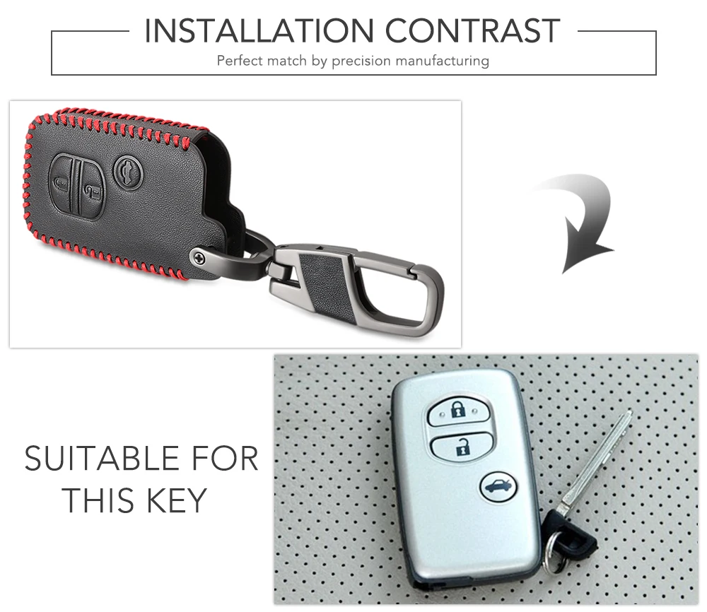 Чехол для ключей из натуральной кожи для Toyota Camry Highlander Crown Prado Land Cruiser Vitz Prius Intelligent Key Case, защитная сумка