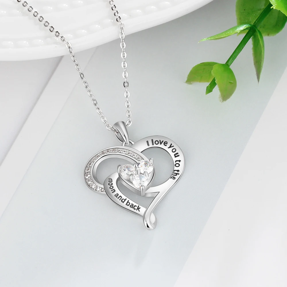 &quotI Love You To the Moon and Back&quot 925 пробы Серебряное ожерелье с подвеской в виде сердца
