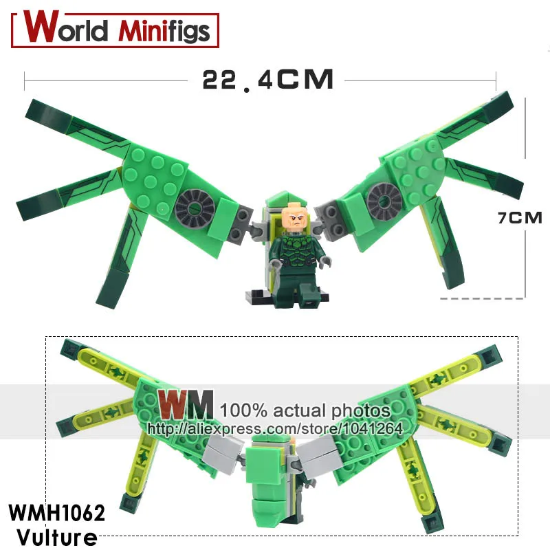 

Single Sale Super Heroes Marvel Vulture Carnage Spiderman Doctor Octopus Spiderm-man 2099 Building Blocks Children Toys Gift