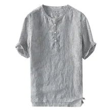 Летняя мужская рубашка с коротким рукавом, повседневная мешковатая Мужская рубашка, крутые тонкие дышащие полосатые хлопковые Блузки Топы Camisa masculina
