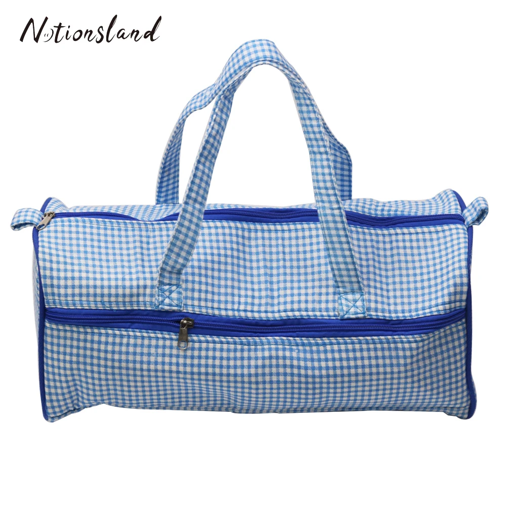 Blue Knitting Storage Bag Yarn Tote Needles Organizing Bag Needlework