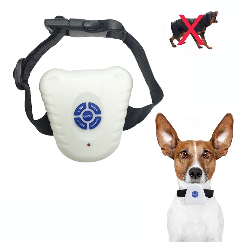 

Waterproof Dog Stop Barking Control Collar Training Device Button Clicker Adjustable Ultrasonic Dog Anti Bark Collar