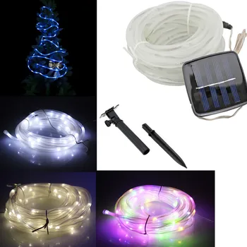 

12M 100leds Solar LED String Lights Outdoor 4 Colors Rope Tube Led String Solar Powered Fairy Lights for Garden Fence Landscape