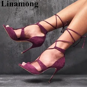 

Hottest Cross-tied Rome Style Cover Heel Thin High Heel Solid Peep Toe Summer Fashion Sexy Women Sandals