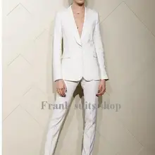 Свадебный костюм мужской белый женские Смокинги шаль костюмы с лацканами для женщин на заказ Мода одна кнопка Деловые женские костюмы