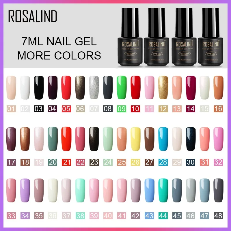 

ROSALIND 7ML Gel Varnish Gellak Hybrid Semi Permanent UV Gel Nail Polish Soak Off Design Nail White Prime For Enamel Nail Art
