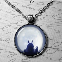 Steampunk totoro chain japan anime satsuki and mei My neighbor totoro Necklace 1pcs/lot bronze silver Glass Pendant jewelry mens